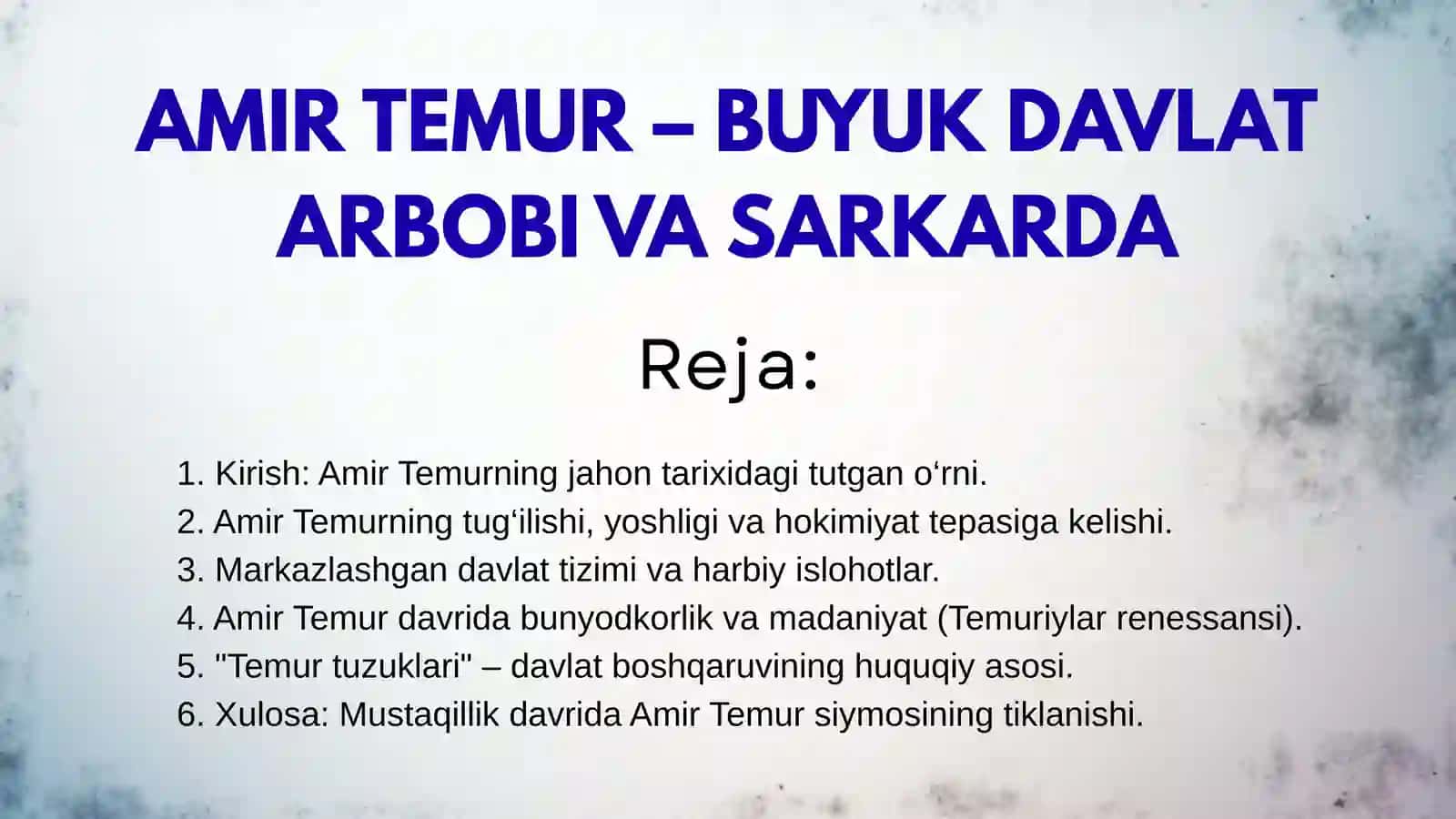 AMIR TEMUR – BUYUK DAVLAT ARBOBI VA SARKARDA 2