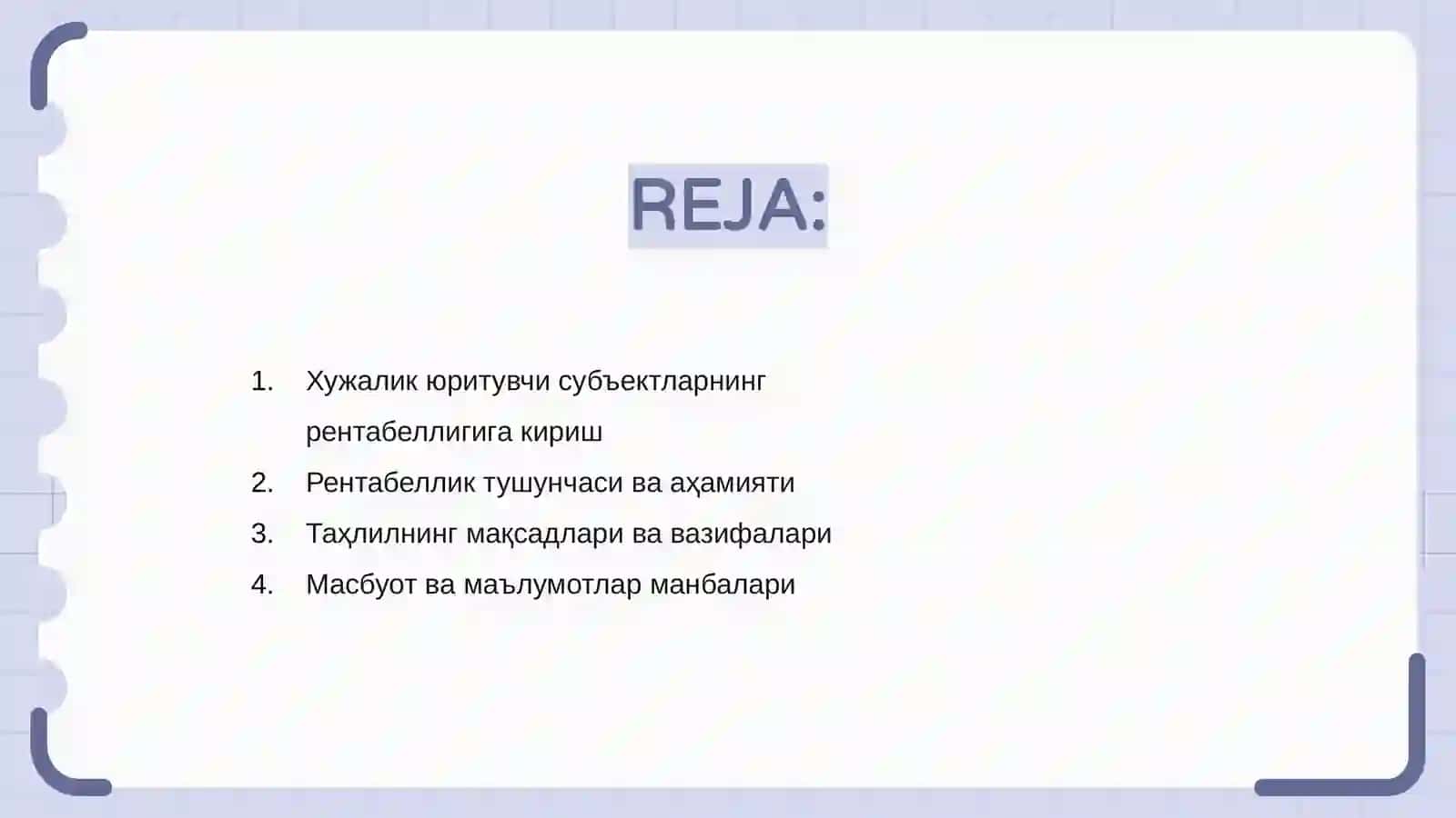 Хужалик юритувчи субъектларнинг рентабеллигининг тахлили 2