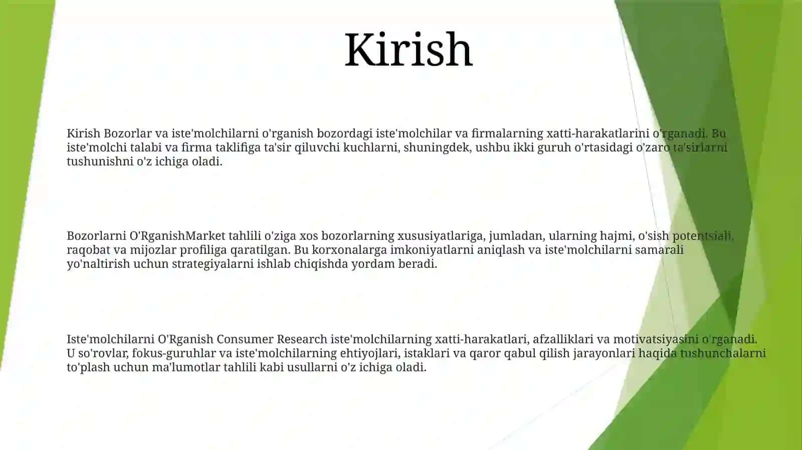 Bozorni Va Iste'Molchilarni O'Rganish 2