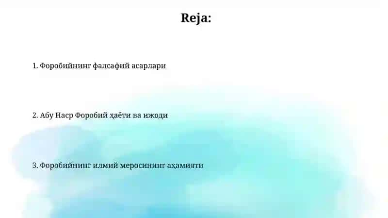 Farobiyning "Mantiq va metafizika" 2