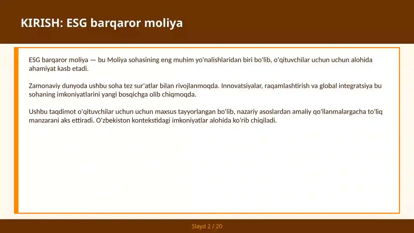 ESG barqaror moliya 2