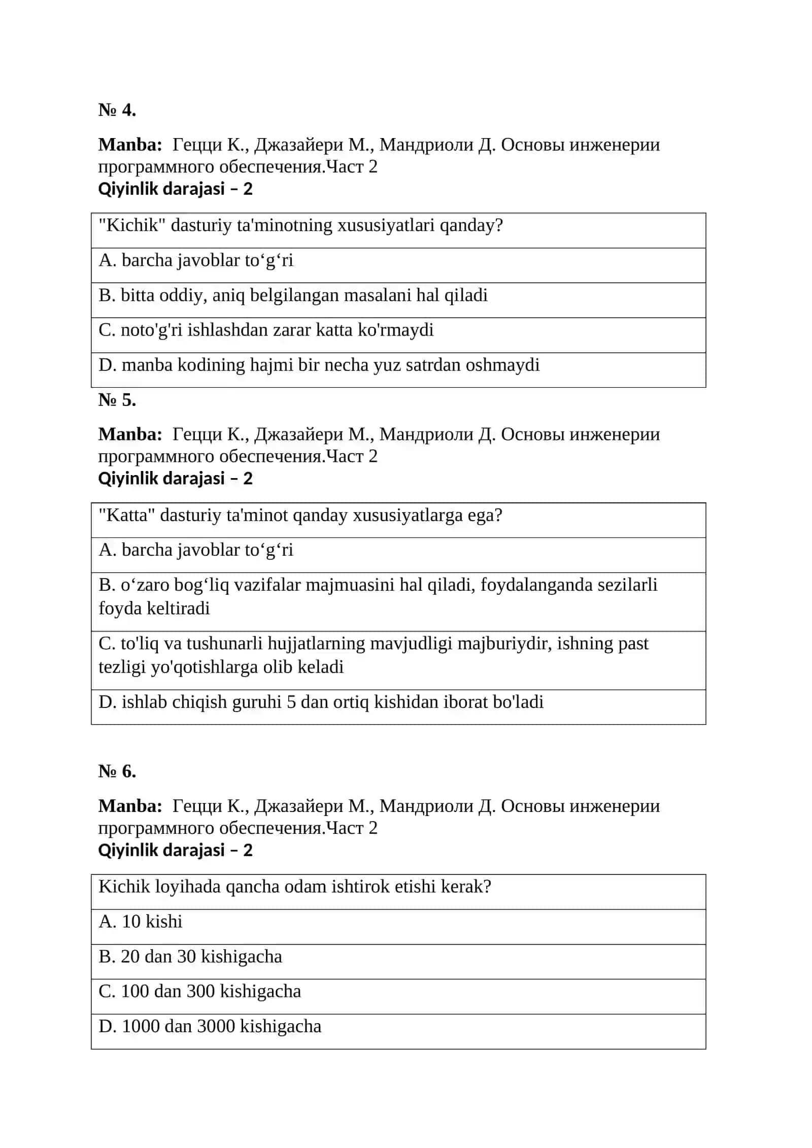 Dasturiy ta’minot tizimlarini loyihalash 2