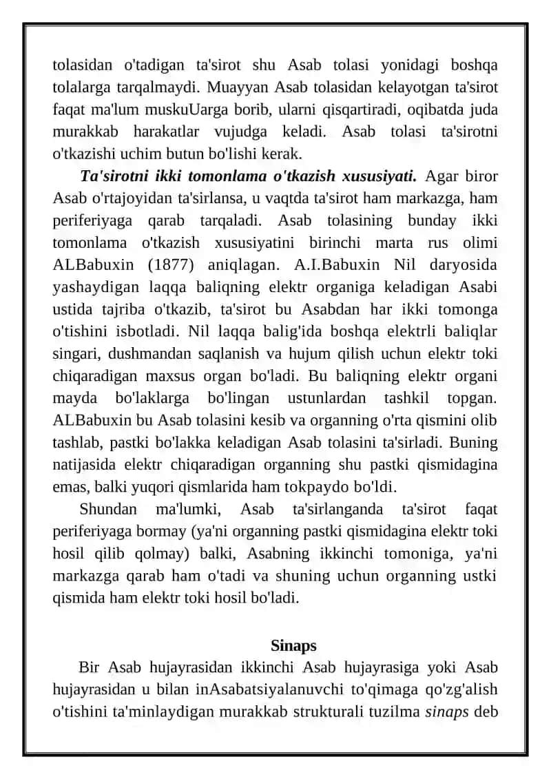 ASAB TOLALARI VA SINAPSLARNING XOSSALARI 2