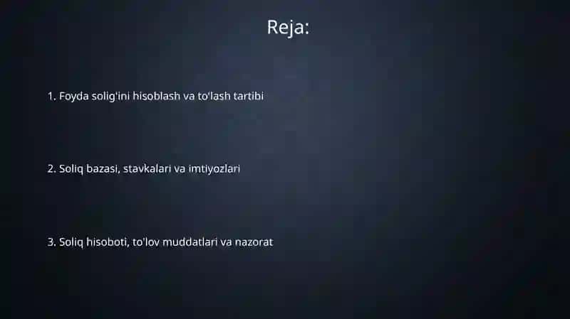 Foyda solig‘ini hisoblash va byudjetga undirish tartibi 2