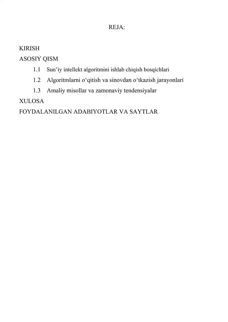 Sun'iy intellekt algoritmlarini ishlab chiqish jarayonlari 2