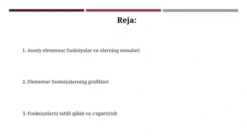 Asosiy elementar funksiyalar va ularni xossalari, grafiklari 2