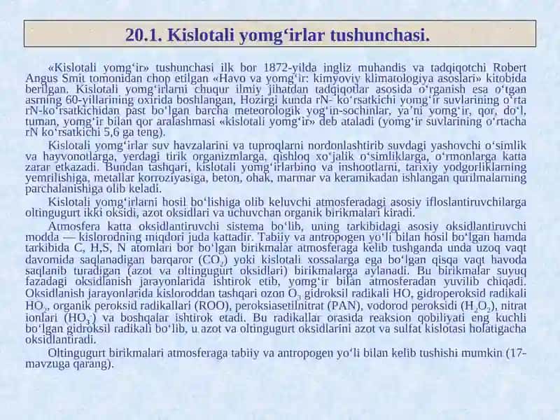 Kislotali yomg‘irlar va ularni atrof-muhitga ta’siri 2