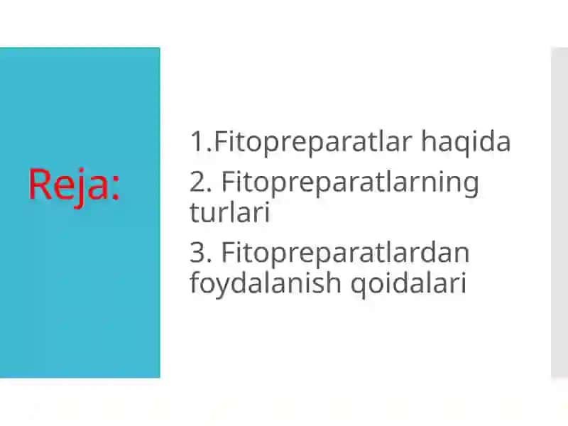 Fitopreparatlar va ularni qoʻllanilishi 2