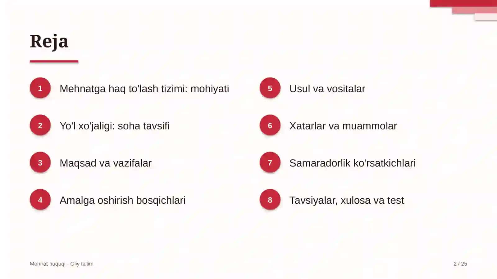 Yo'l xo'jaligida mehnatga haq to'lash tizimi 2