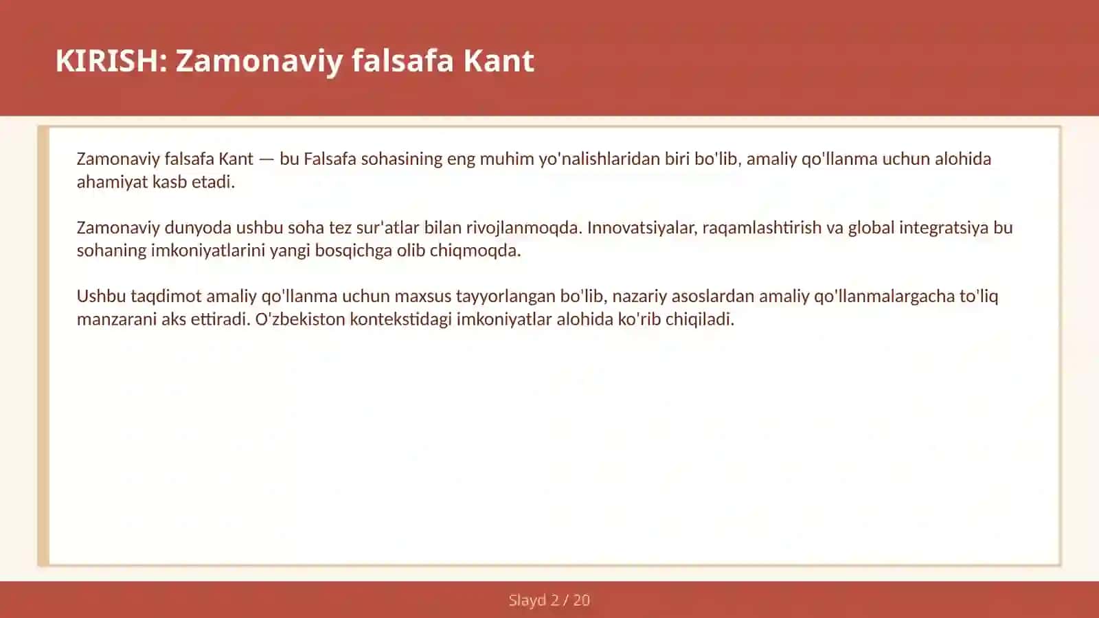 Zamonaviy falsafa Kant 2