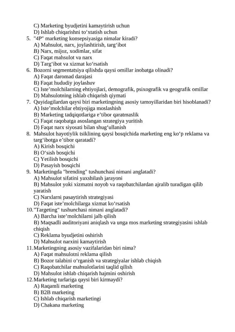 MARKETING TAMOYILLARI, VAZIFALARI 2