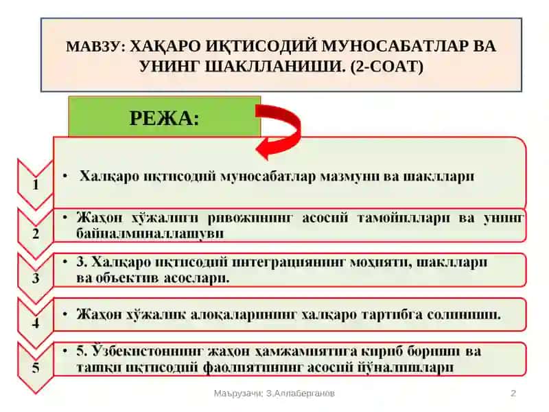 ХАҚАРО ИҚТИСОДИЙ МУНОСАБАТЛАР ВА УНИНГ ШАКЛЛАНИШИ 2