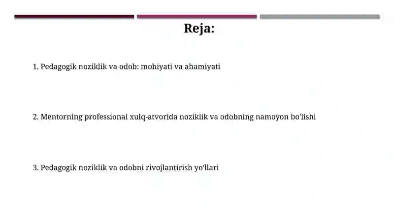 Pedagogik noziklik va odob 2