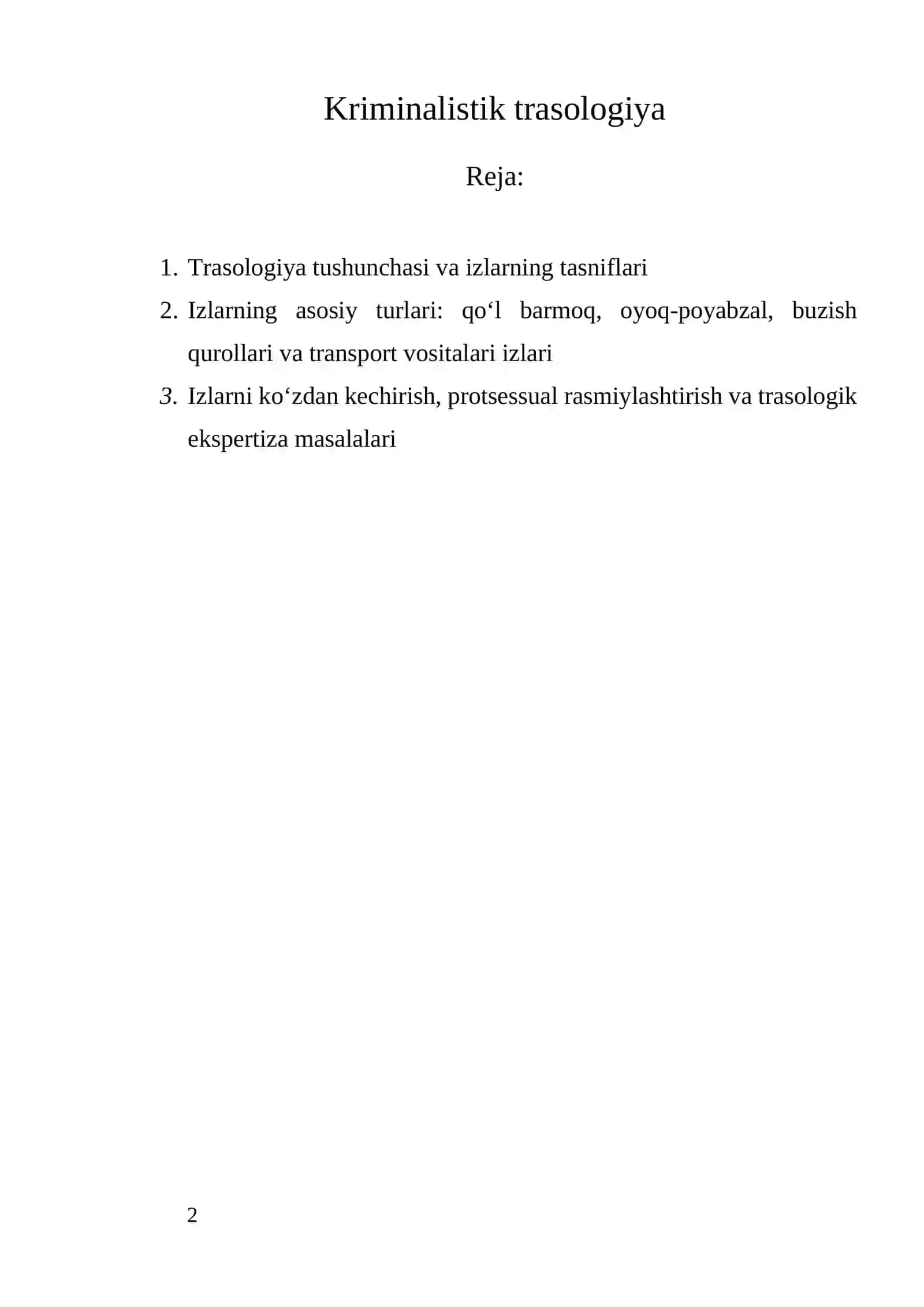 Kriminalistik trssalogiya 2