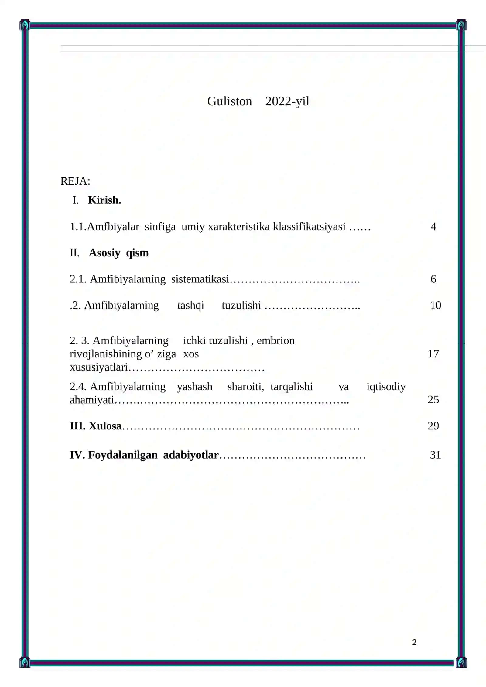 Suvda hamda quruqlikda yashovchilar sinfi tuzilishi 2