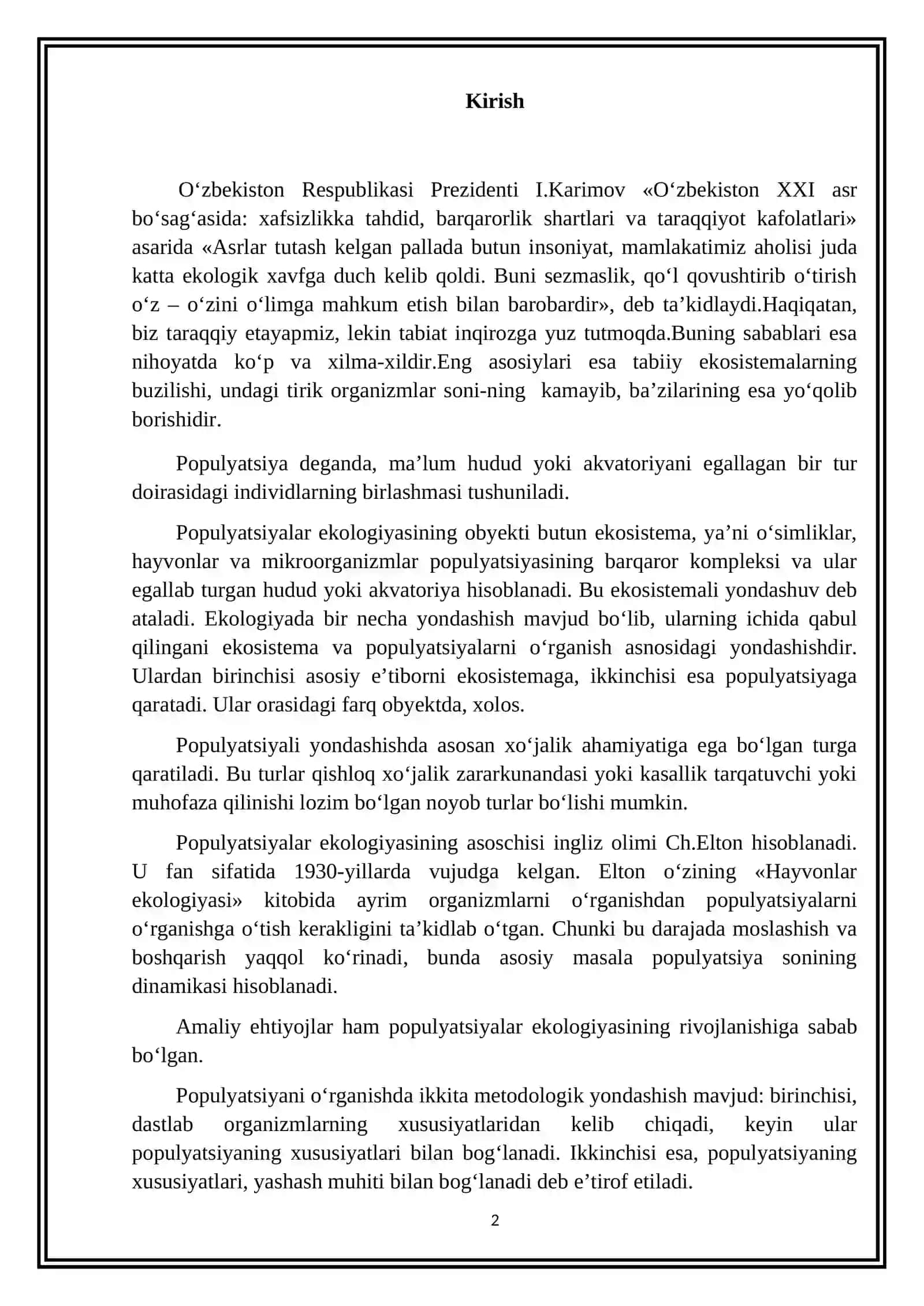 Populyatsiyalarni umumiy tasnifi 2
