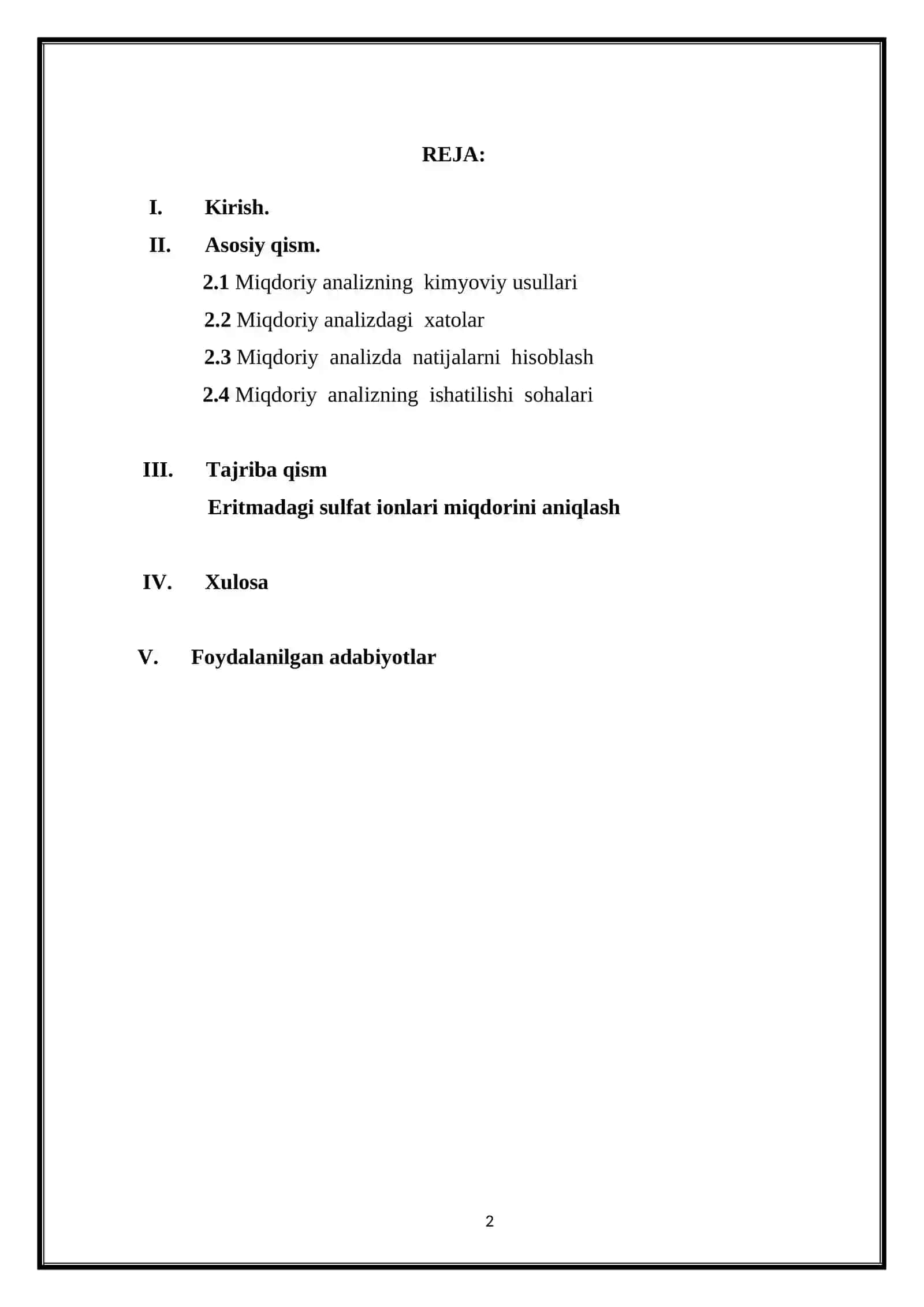 MIQDORIY ANALIZ. NATIJALARINI HISOBLASH 2