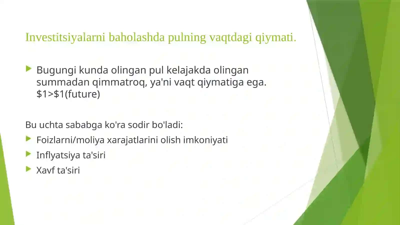 Investitsiyalarni baholashda diskontlangan pul oqimlari texnikasi 2