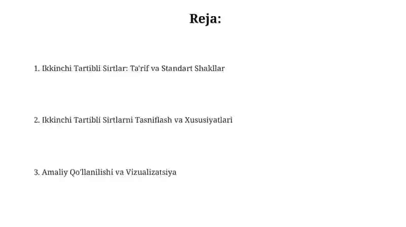Ikkinchi tartibli sirtlar 2