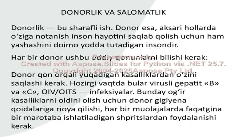 Donorlik va Salomatlik 2