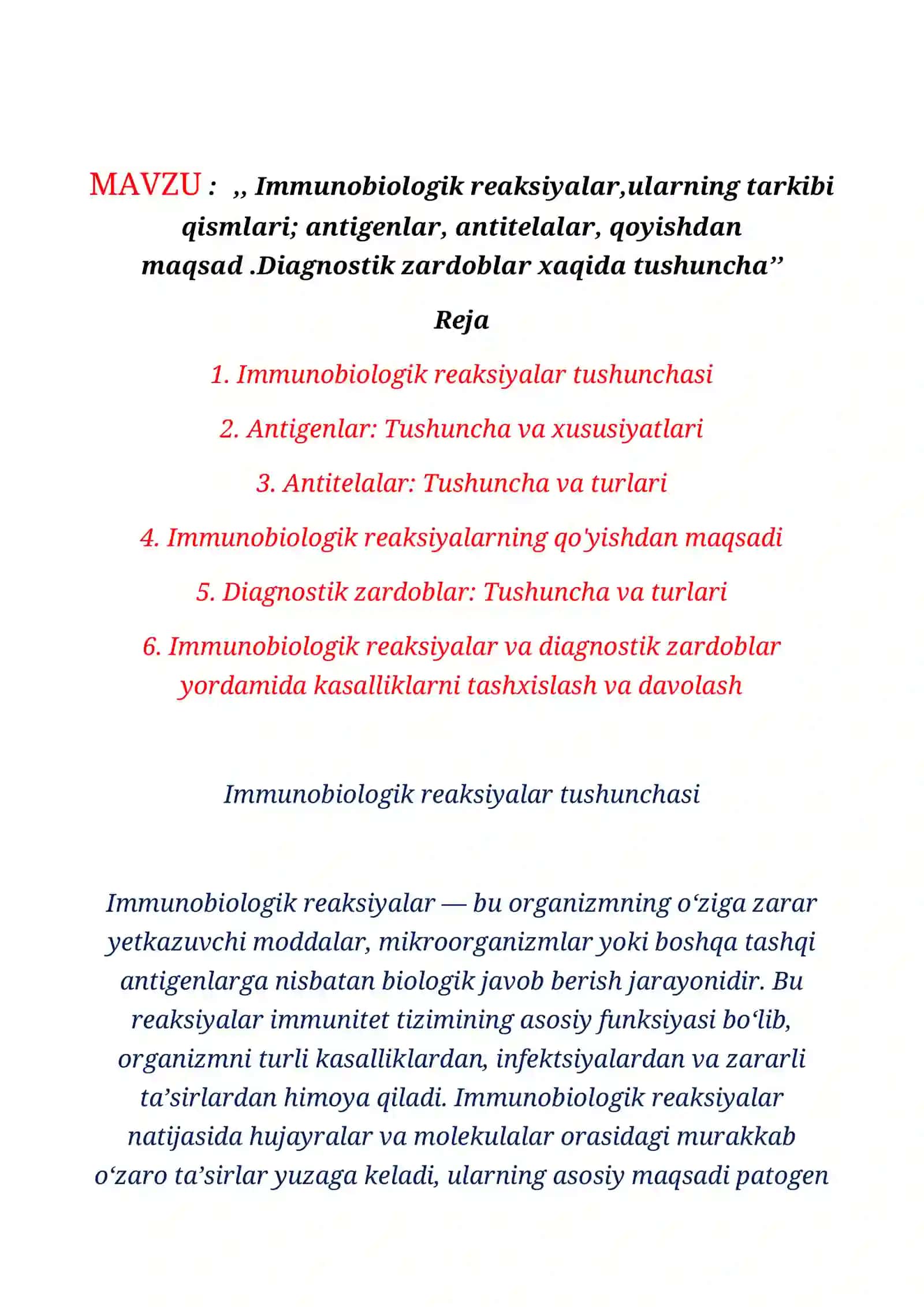 Immunobiologik reaksiyalar 2