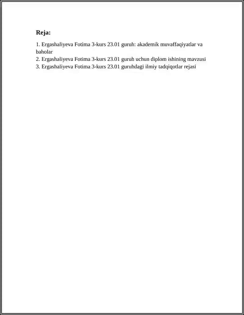 Ergashaliyeva Fotima 3-kurs 23.01 Guruh 2