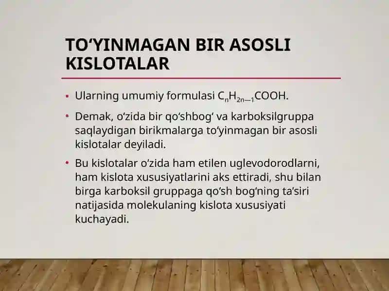 To'yinmagan bir asosli karbon kislotalar 2