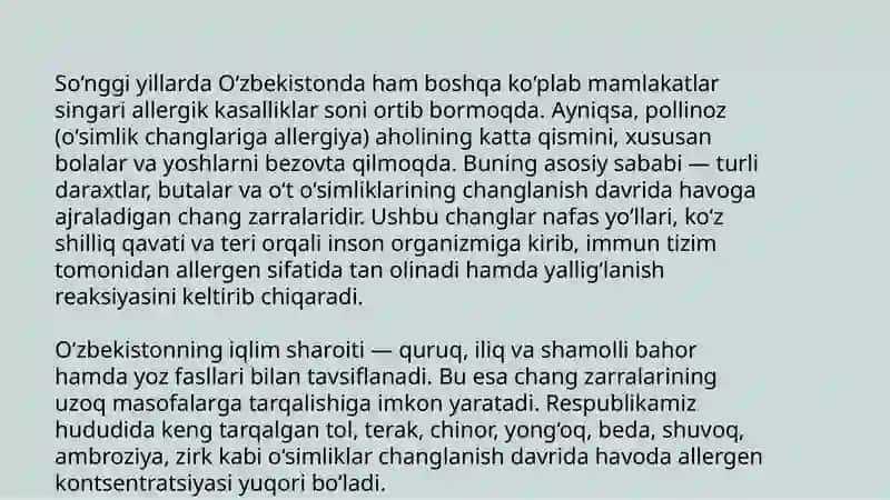 Pollinoz(o'simlik changlariga allergiya) 2