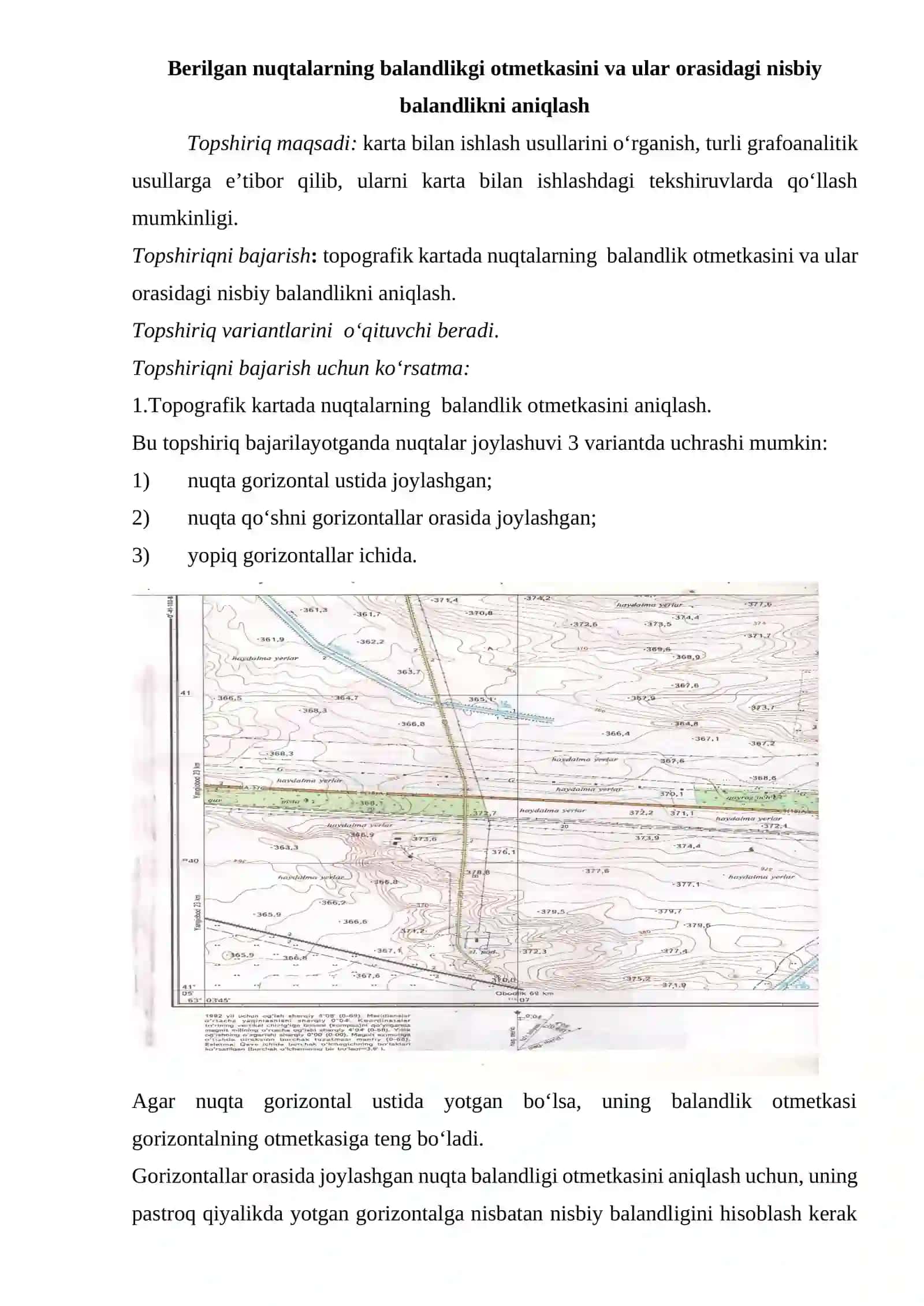 Тopografik kartada berilgan konturning maydonini aniqlash 2
