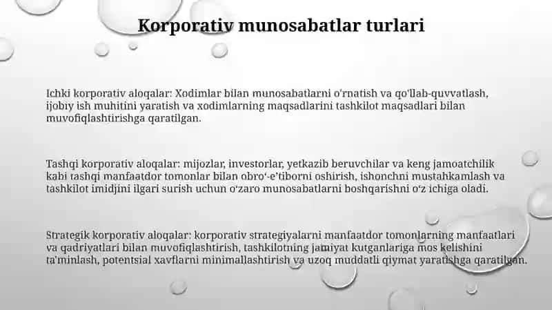 Korporativ Munosabatlar 2