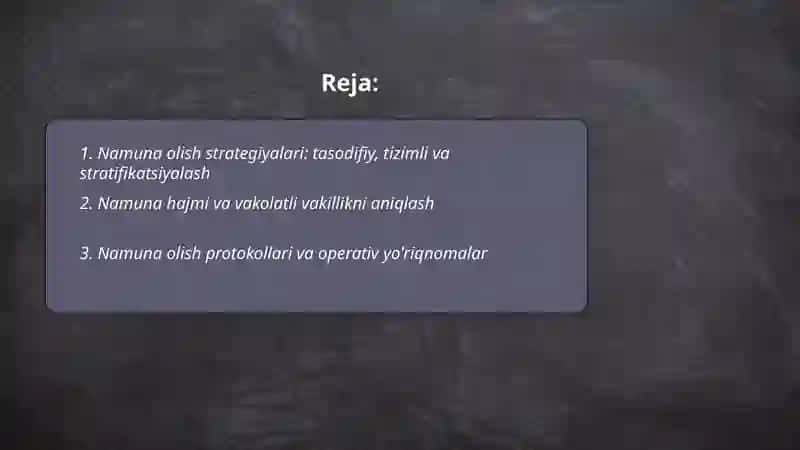 Namuna olish strategiyalari 2