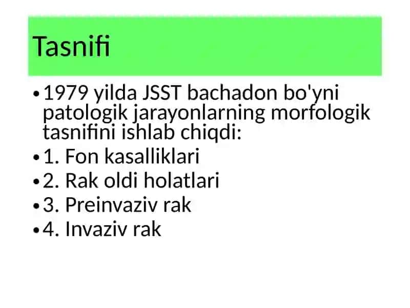 Bachadon bo'yni rakoldikasalliklari 2