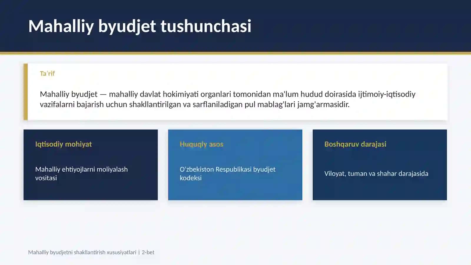 MAHALLIY BYUDJETNI SHAKLLANTIRISH XUSUSIYATLARI 2