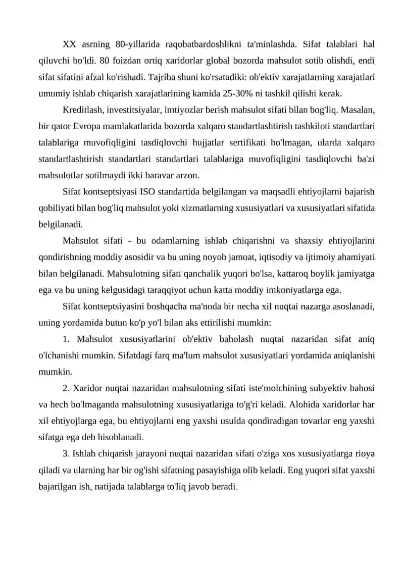 Mahsulot sifati 2