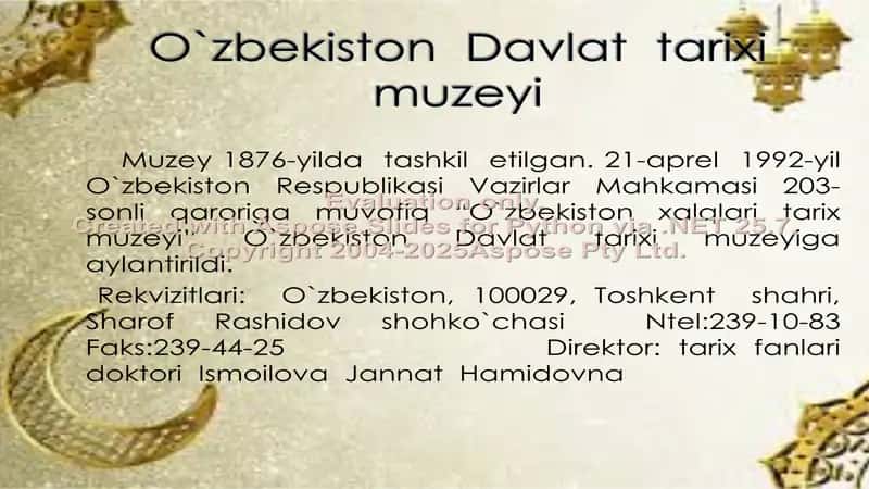 O’zbekiston muzeylari erkin va turg'un birikmalar 2