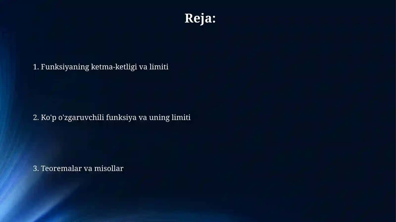 Funksiyaning ketma-ketligi va limiti 2