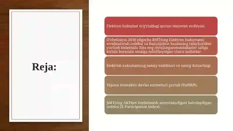 Elektron hukumat va xizmatlar sohasini raqamlashtirish xususiyatlari 2