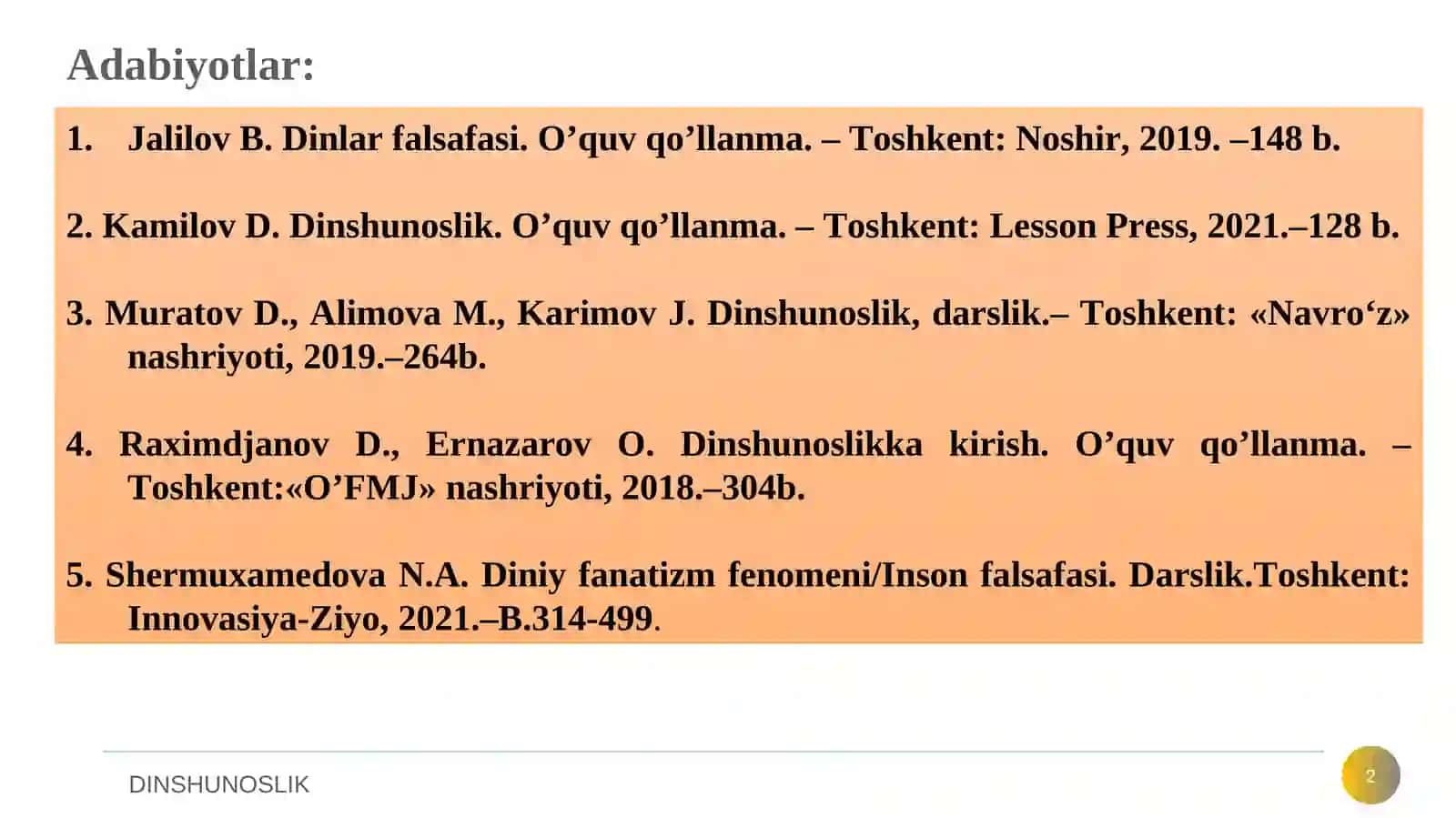 Dinlar falsafasi 2