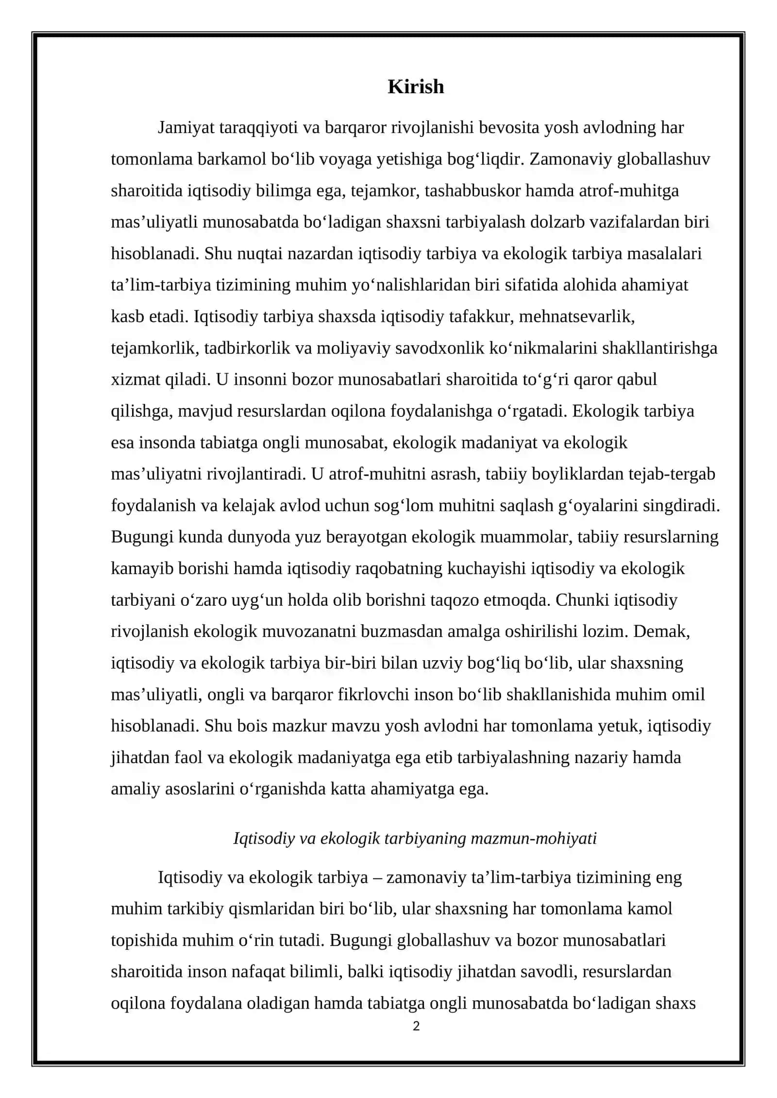 Iqtisodiy tarbiya. Ekologik tarbiya 2