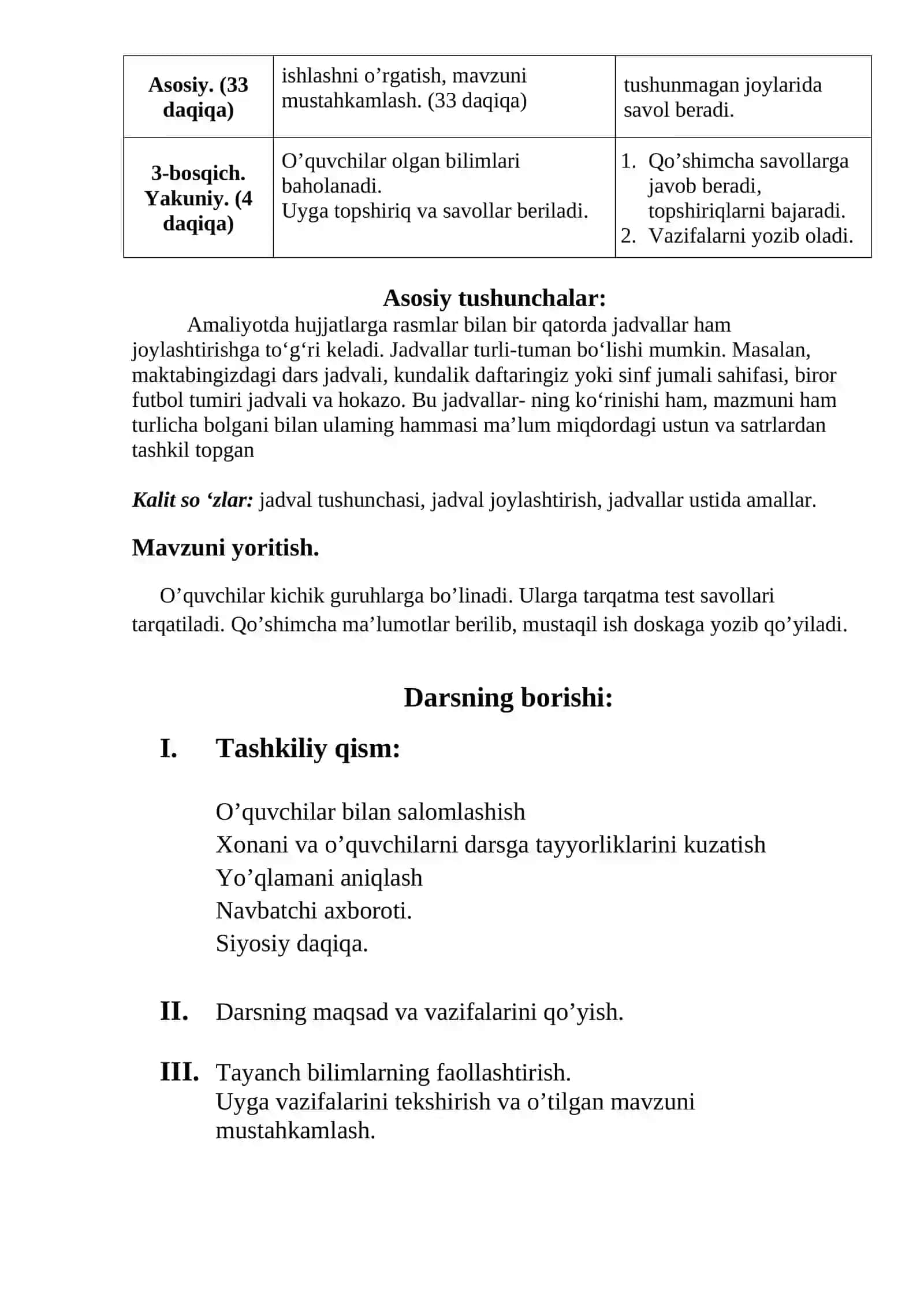 MS Word hujjatlarida jadvallar bilan ishlash 2