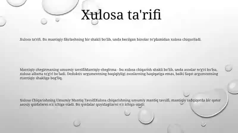 Xulosa Chiqarishning Umumiy Mantiq Tavsifi 2