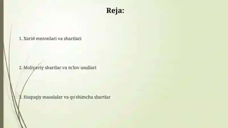 Xarid mezonlari va shartlari 2