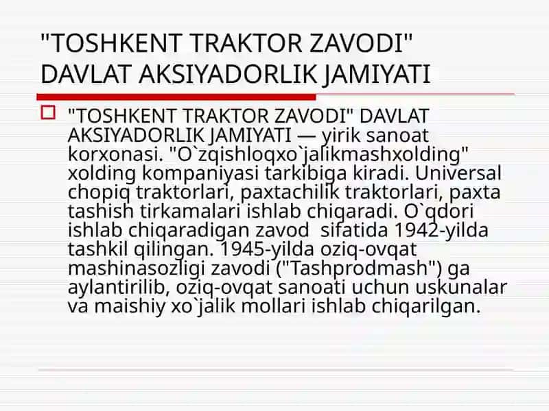 TOSHKENT TRAKTOR ZAVODI 2
