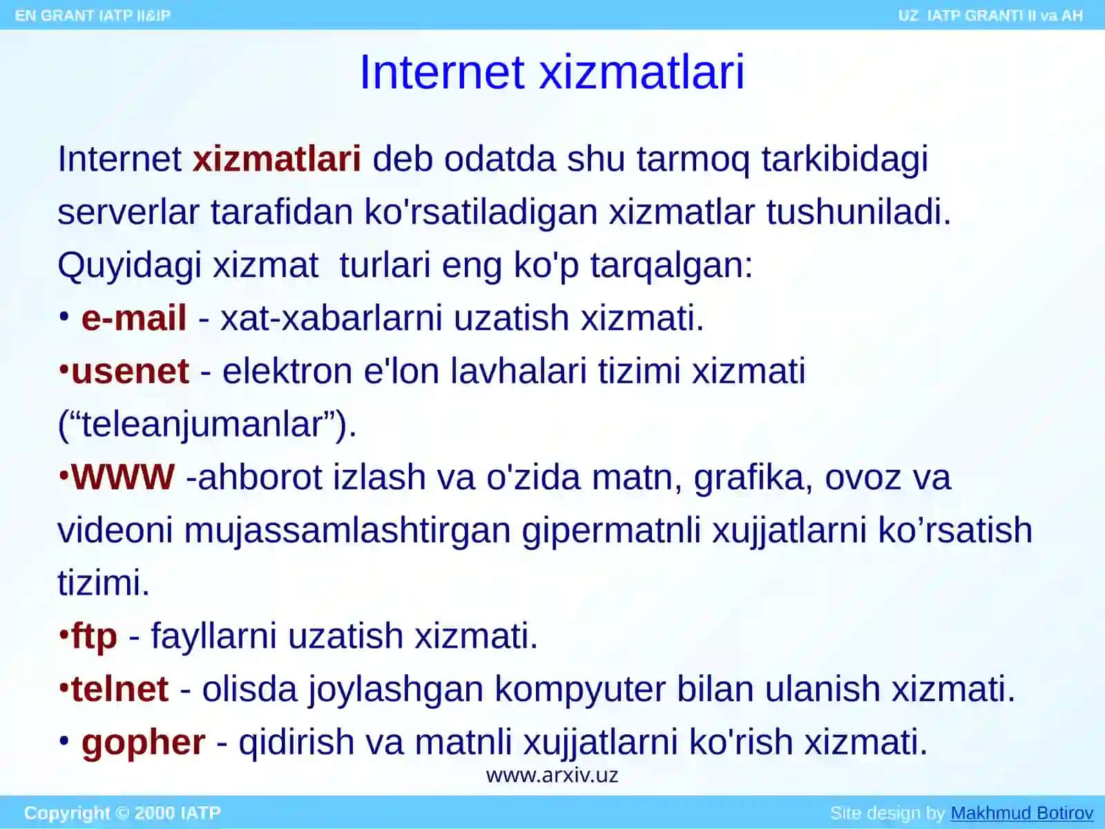 Internetning Ftp va Telnet xizmati 2