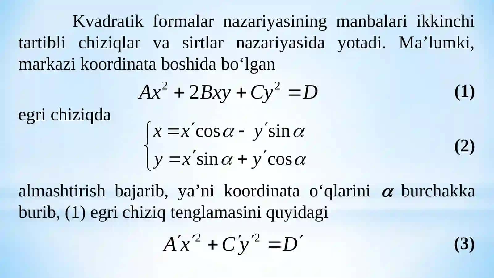 Kvadratik formalarni o'rganamiz 2