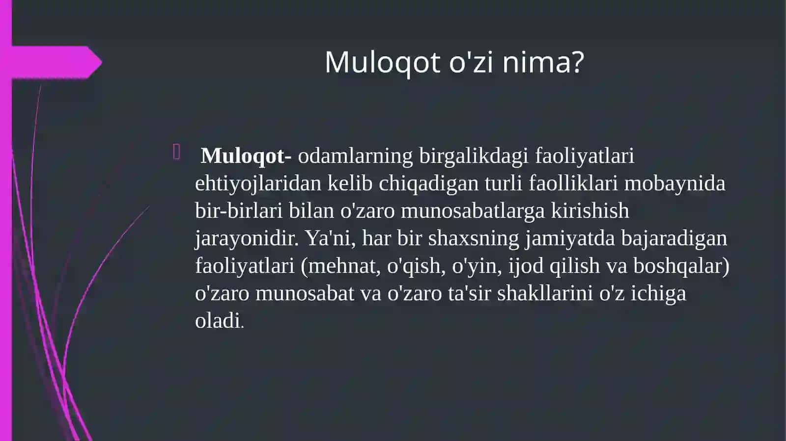 SHAXSLARARO MUNOSABATLARNING TURLARI 2