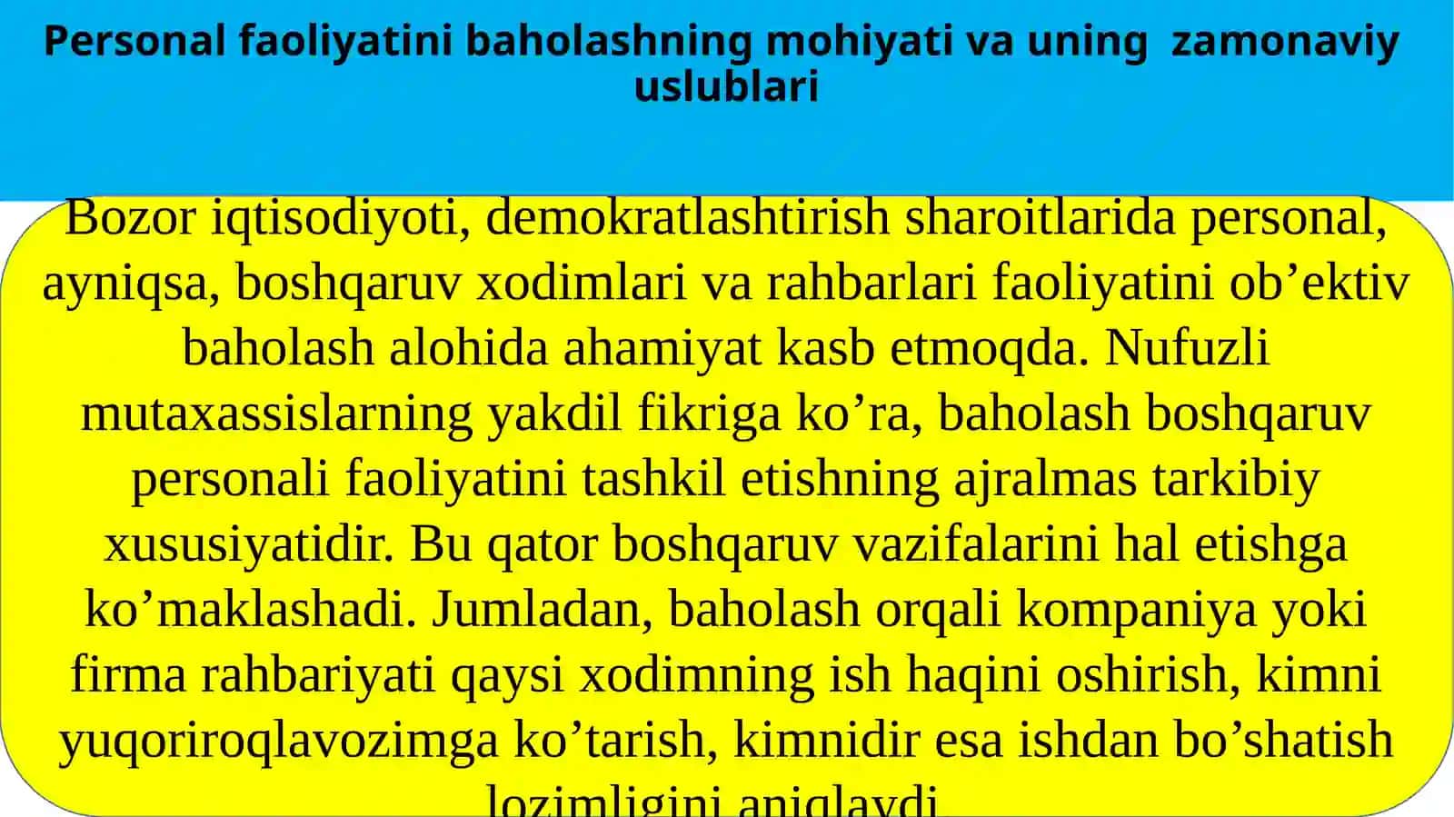 Personal faoliyatini baholash 2
