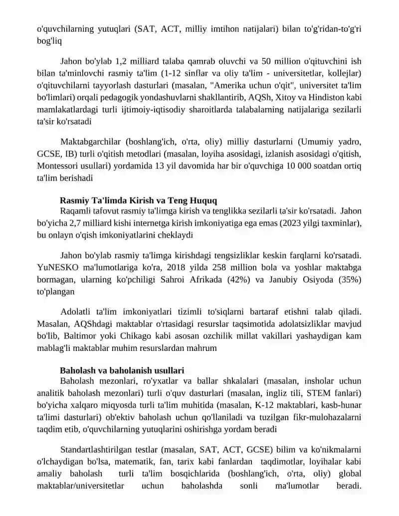 Formal ta'limni tashkil etishning asosiy shakli 2