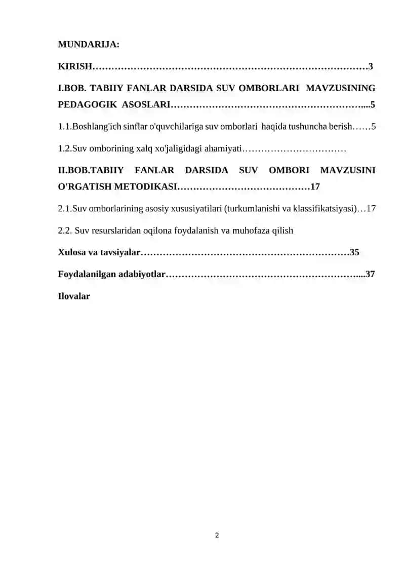 Suv omborlari mavzusining pedagogik asoslari 2
