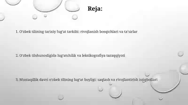 Tarixiylik jihatidan O'zbek tili leksikasi 2